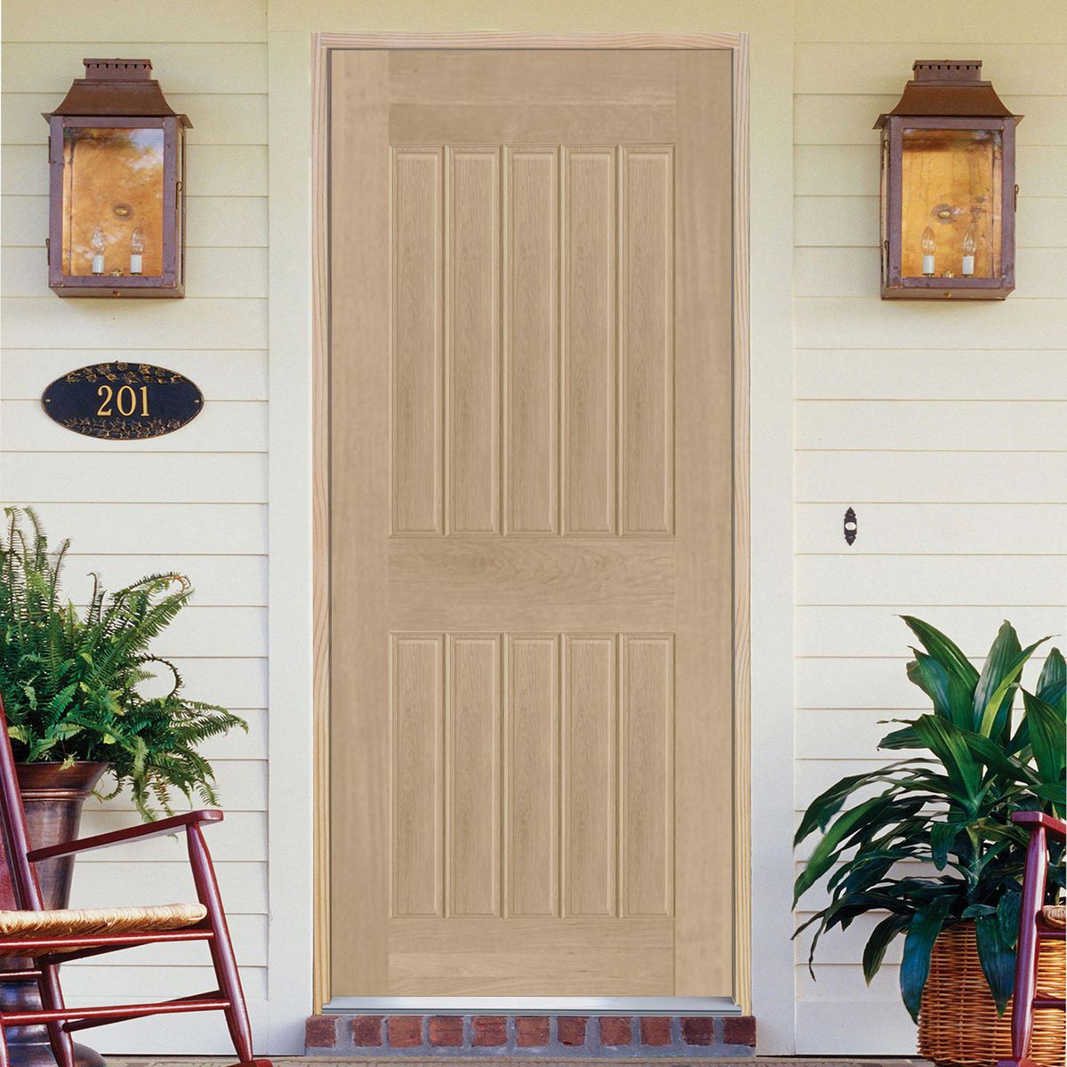 HOLZTEK - Puerta Madera de lenga 100x210 cm Modelo 605 Natural