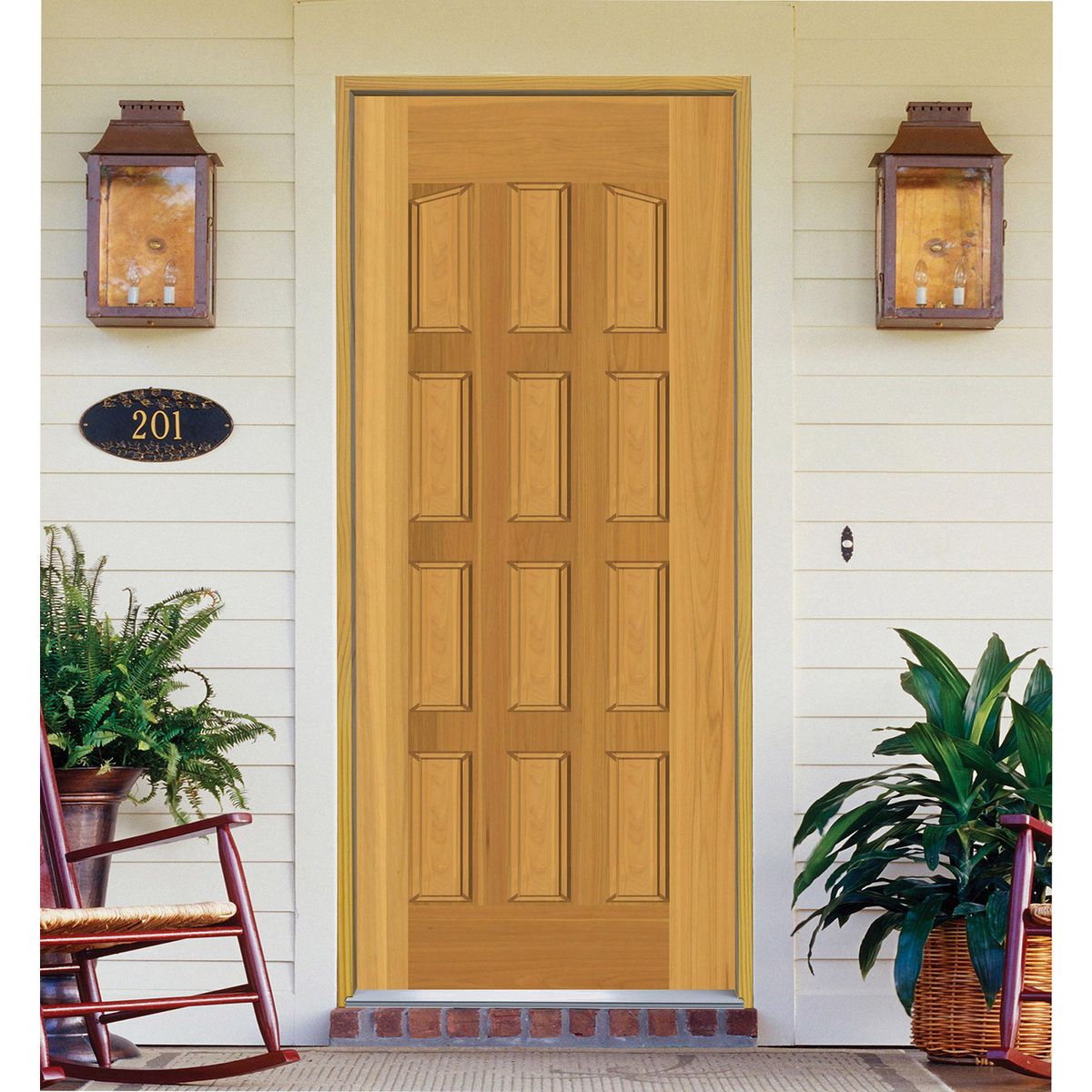 HOLZTEK - Puerta Madera de lenga 100x210 cm Modelo 7 Natural