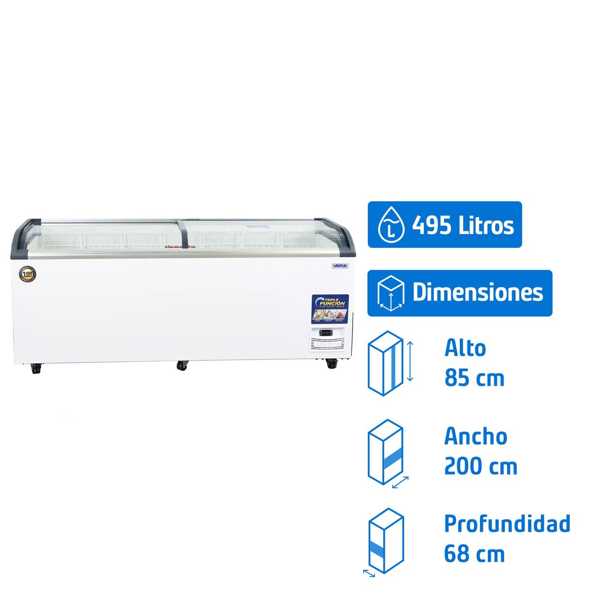 Conservadora Industrial Frío Directo 495 Litros Blanco CTV-720Q PRO, marca VENTUS - Foto 2