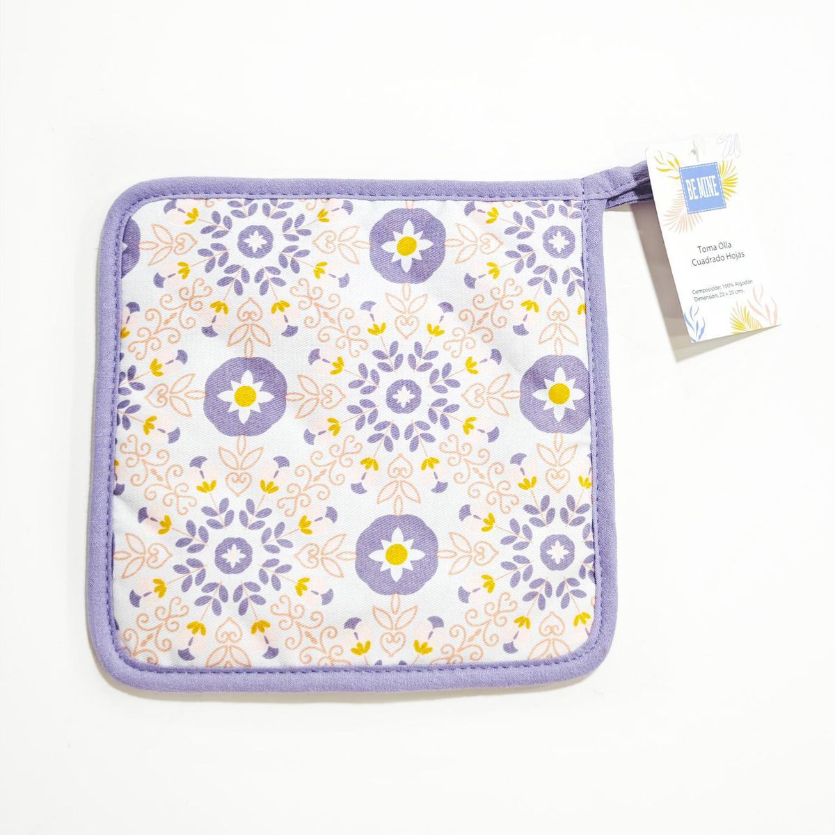 BE MINE - Toma Olla Cuadrado Bemine Diseño Hojas Decorativo Cocina