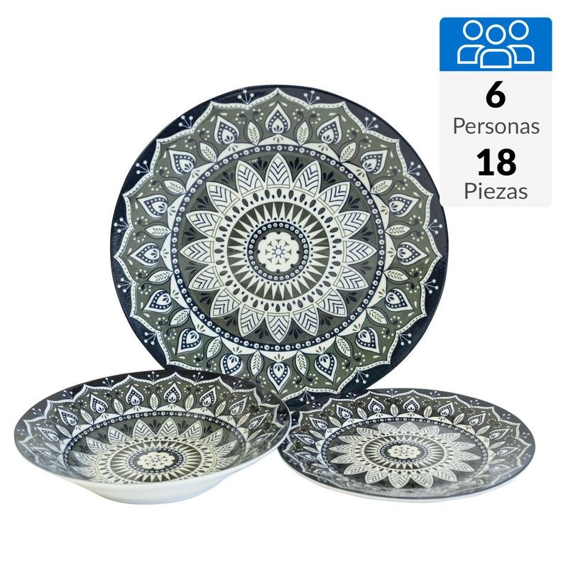 DORAL - Vajilla Gabrielle 18 Piezas Porcelana Allessia Multicolor
