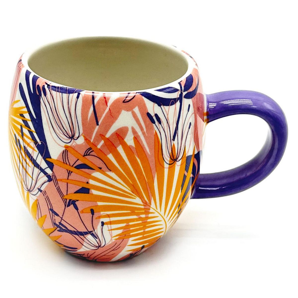 PK HOME - Taza 440 ml Cerámica Hojas Multicolor