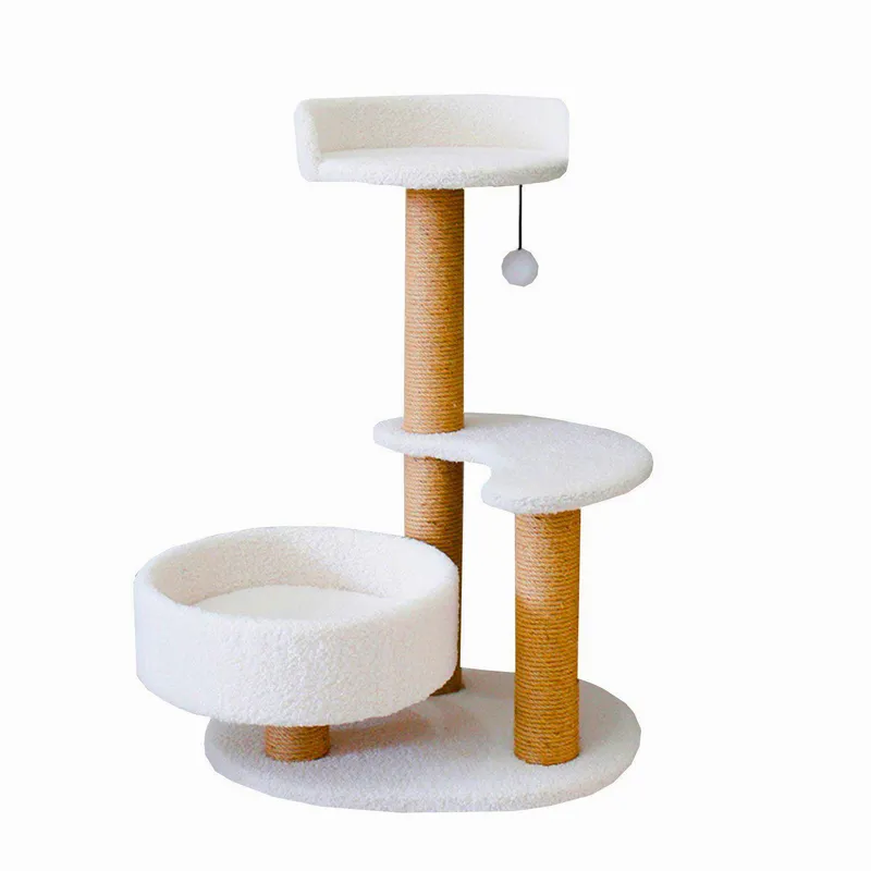 GENERICO - Rascador blanco para gatos 3 niveles
