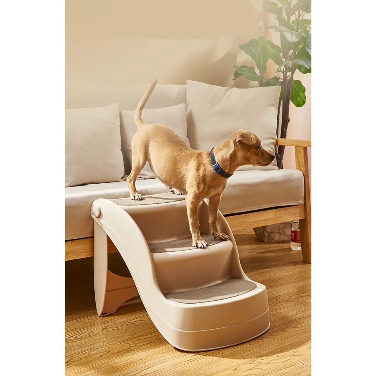 GENERICO - Escalera plegable café para mascotas