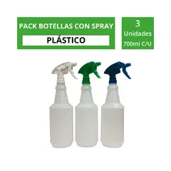 ALL CLEAN - Pack de 3 Botellas Spray con Gatillo Colores
