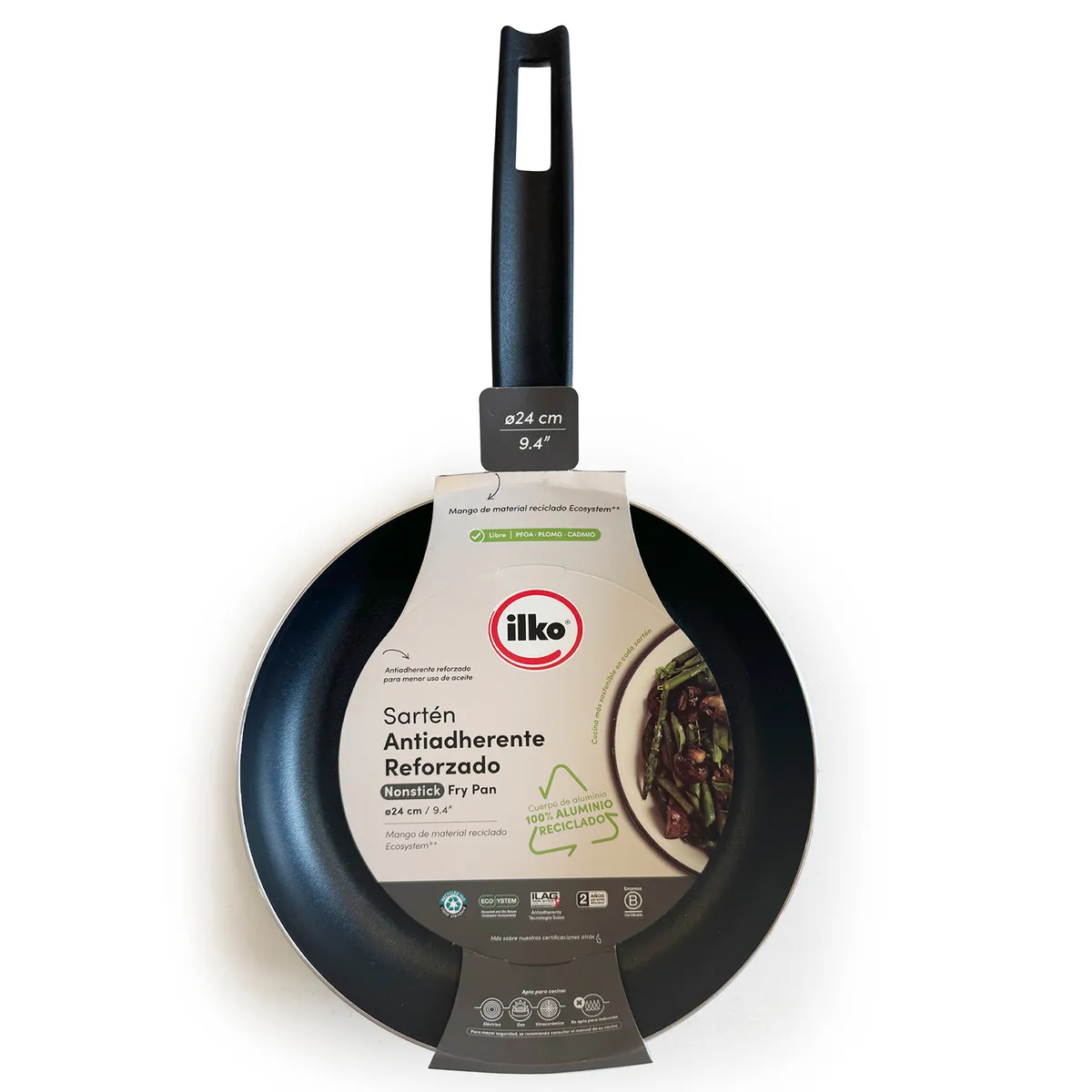 ILKO - Sartén 24 cm Aluminio Negro