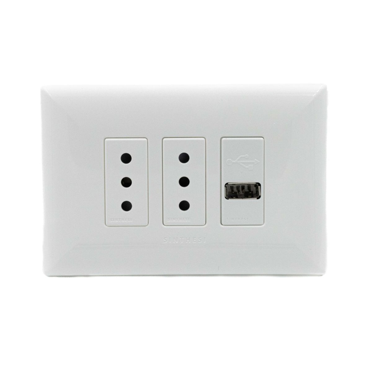 SINTHESI - Enchufe doble 10A + USB armado S17 blanco