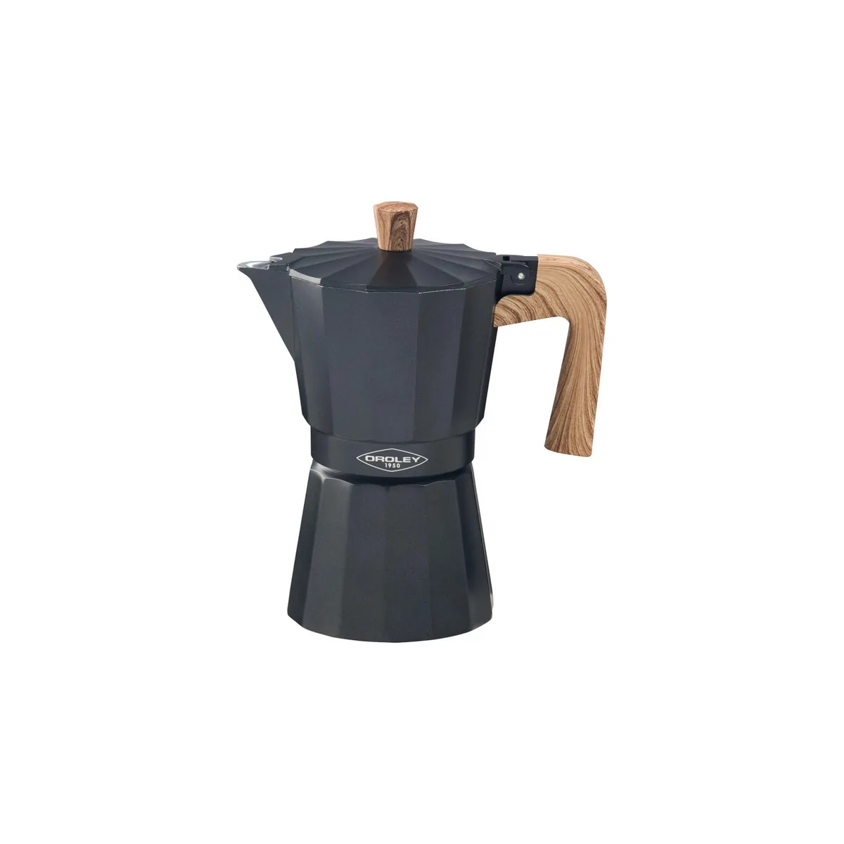 OROLEY - Cafetera Italiana Aluminio 320 ml Negro