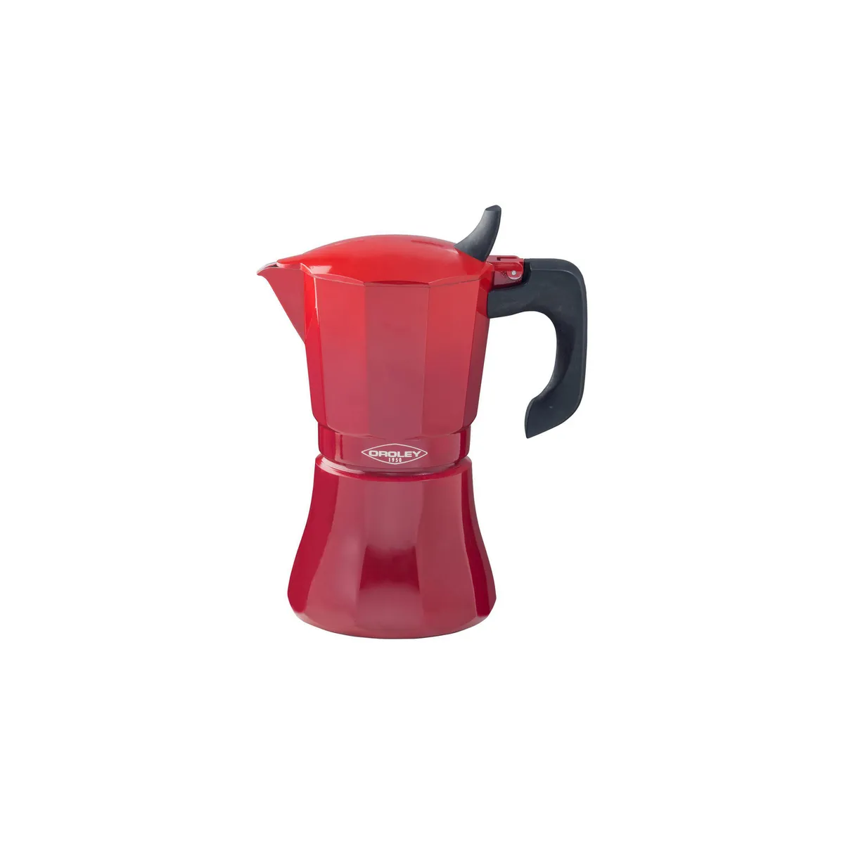 OROLEY - Cafetera Italiana Aluminio 350 ml Rojo