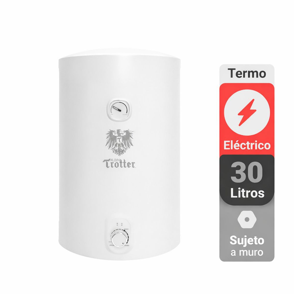 ALBIN TROTTER - Termo Colgante Eléctrico 30 Litros 1500 W de Muro