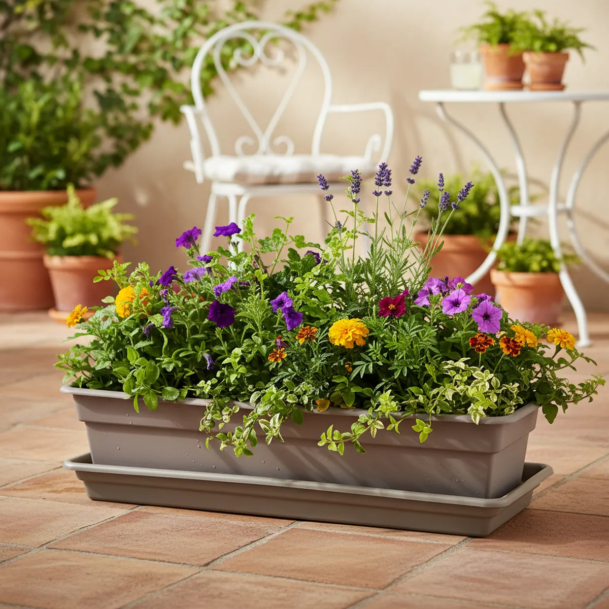 CASA BONITA - Base Jardinera Plástica Rectangular N°24 Para Jardín