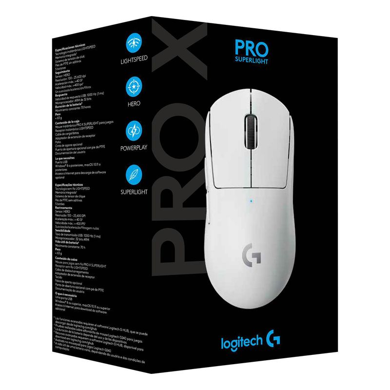 LOGITECH - Mouse gamer Pro X superlight blanco