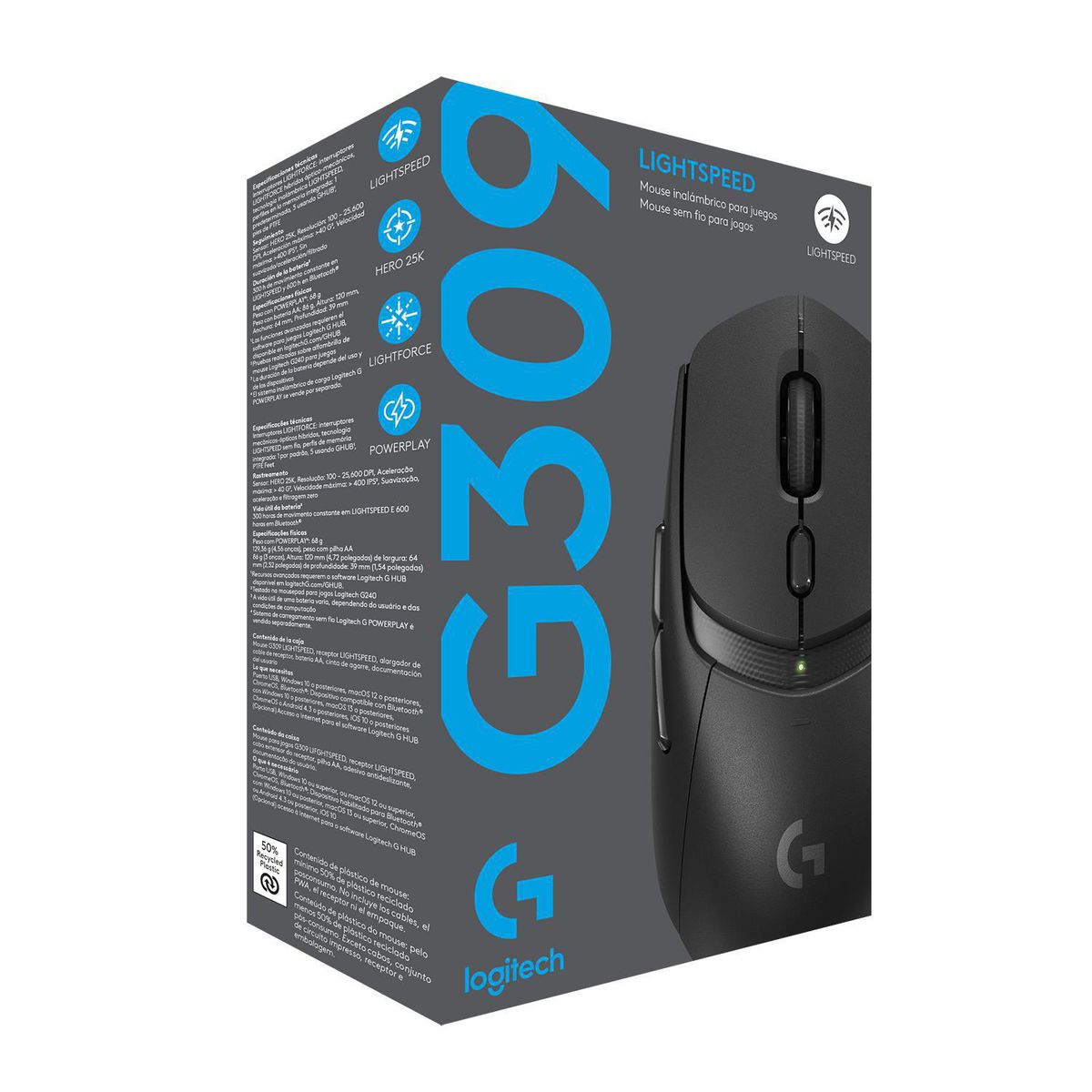 LOGITECH - Mouse gamer Lightspeed G309 negro