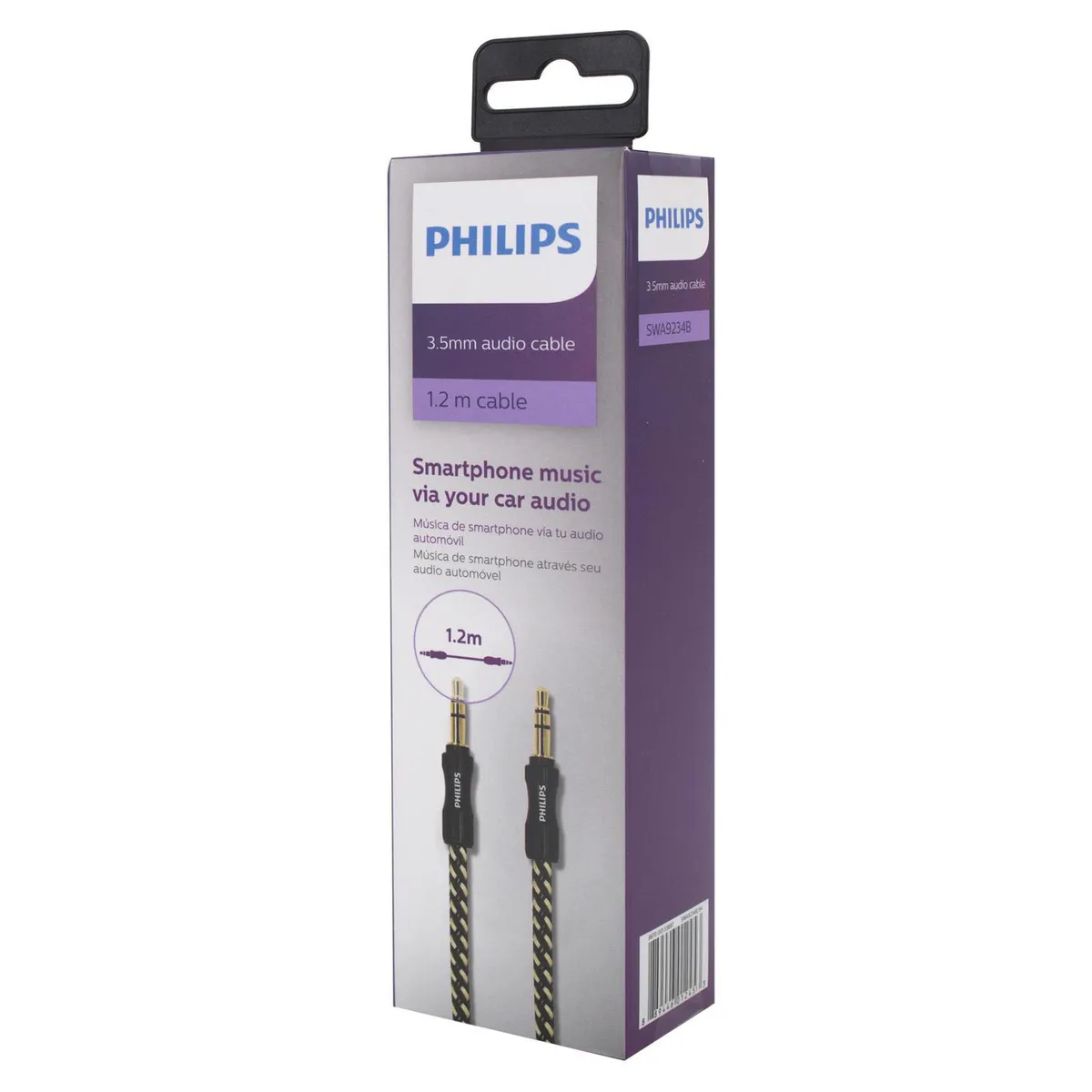PHILCO - Cable auxiliar SWA9234 3.5 trenzado negro