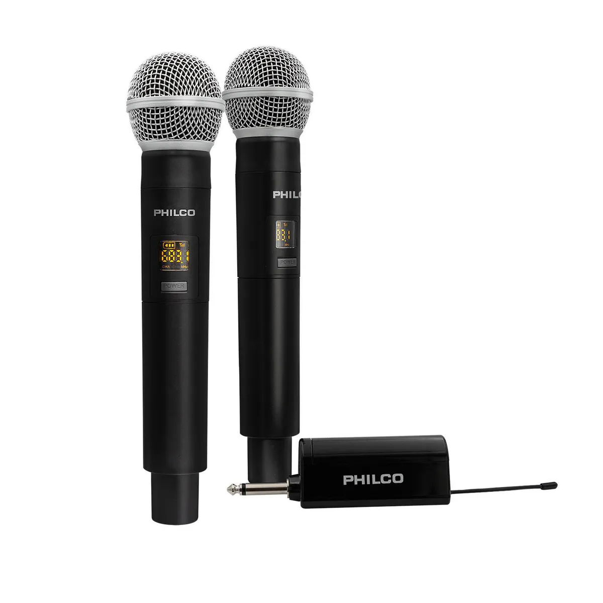 PHILCO - Set 2 Micrófonos Inalámbricos Receptor Recargable