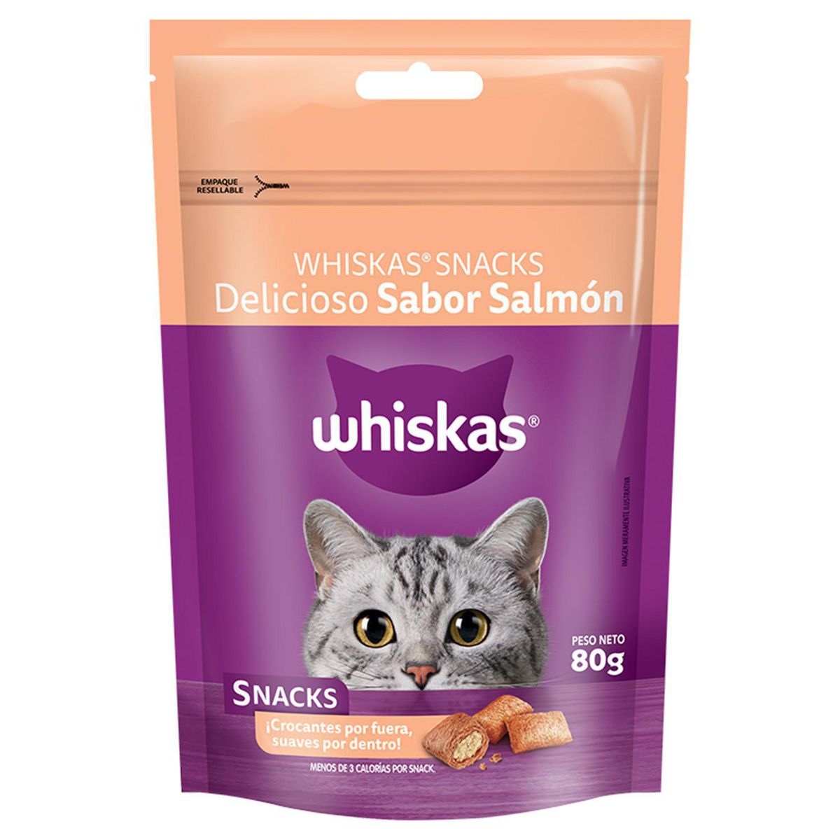 WHISKAS - Snack Delicioso para Gato Adulto Salmón 0.08 kg