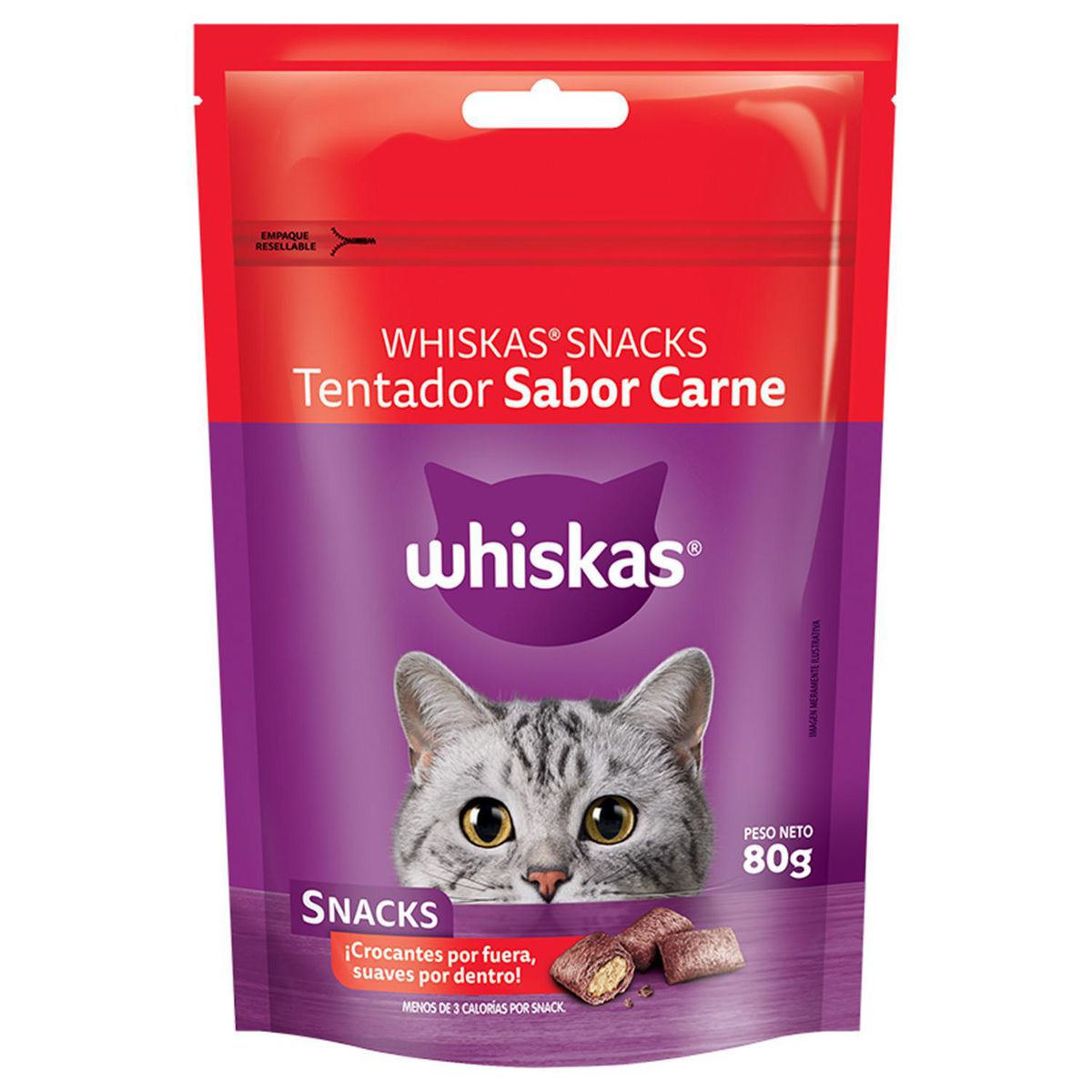 WHISKAS - Snack Tentador para Gato Adulto Carne 0.08 kg
