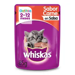 WHISKAS - Alimento Húmedo para Gato Cachorro Carne 85 gr