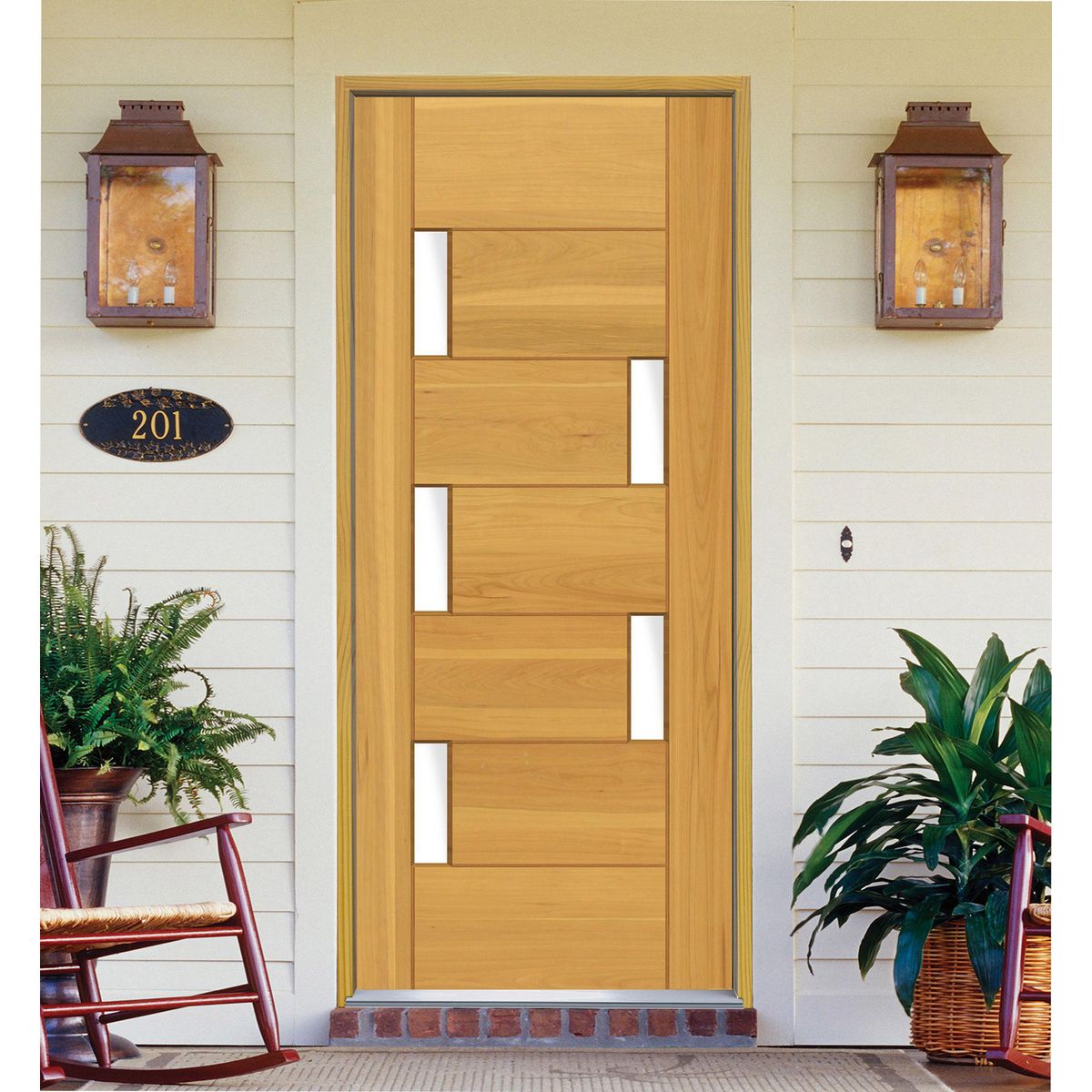 HOLZTEK - Puerta Madera de lenga 100x210 cm Modelo 5 Natural