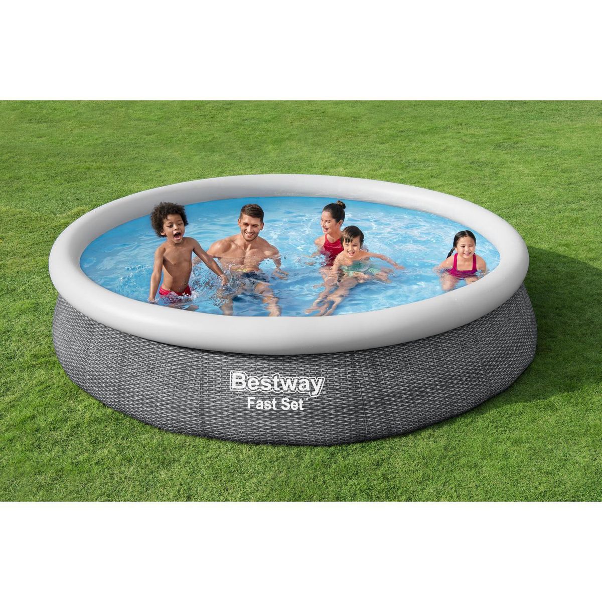 BESTWAY - Piscina Estructural Borde Inflable 366x366x76 cm 5377 Litros Fast Set