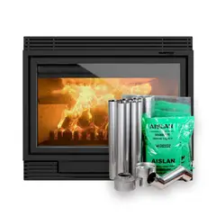 BOSCA - Pack Chimenea Leña 1100 + Kit Instalación Negro