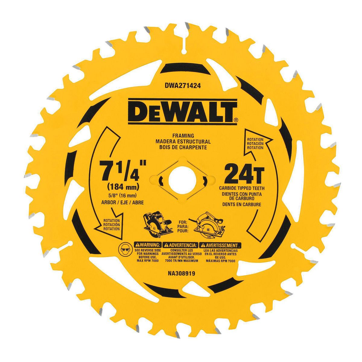 DEWALT - Disco Sierra Circular 7 1/4" 24 Dientes