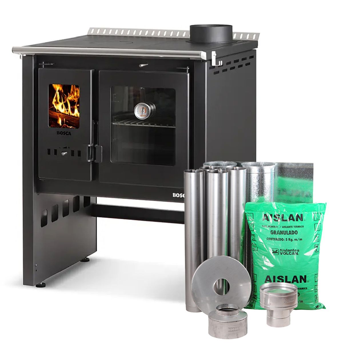 BOSCA - Cocina a Leña Platos Charcoal Ares 70 + Kit