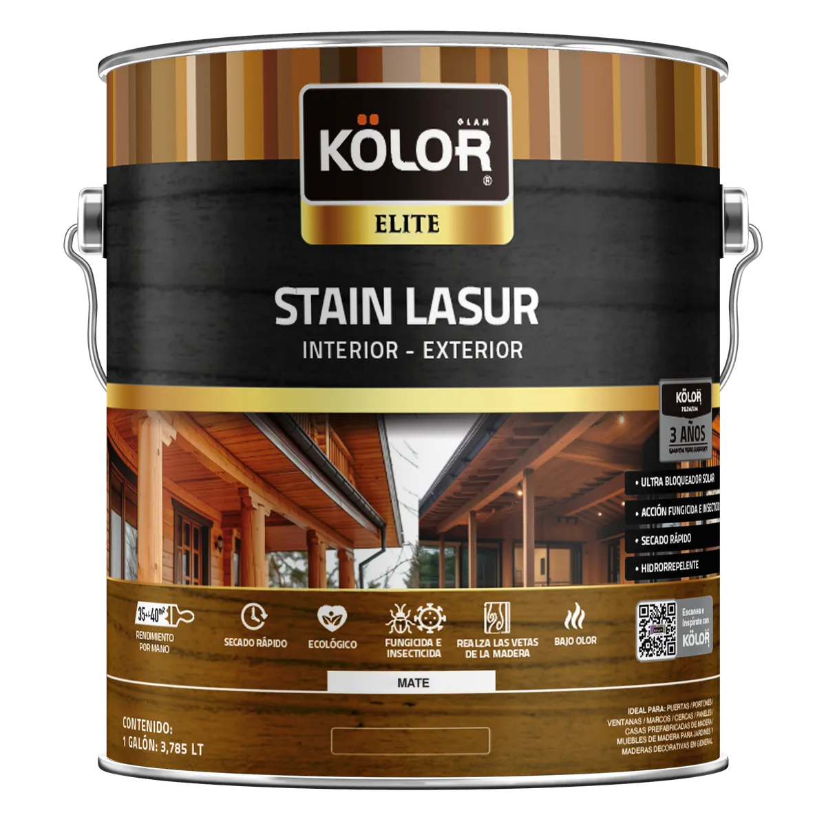 KOLOR - Stain Lasur Mate 1 galón(es) Roble Oscuro