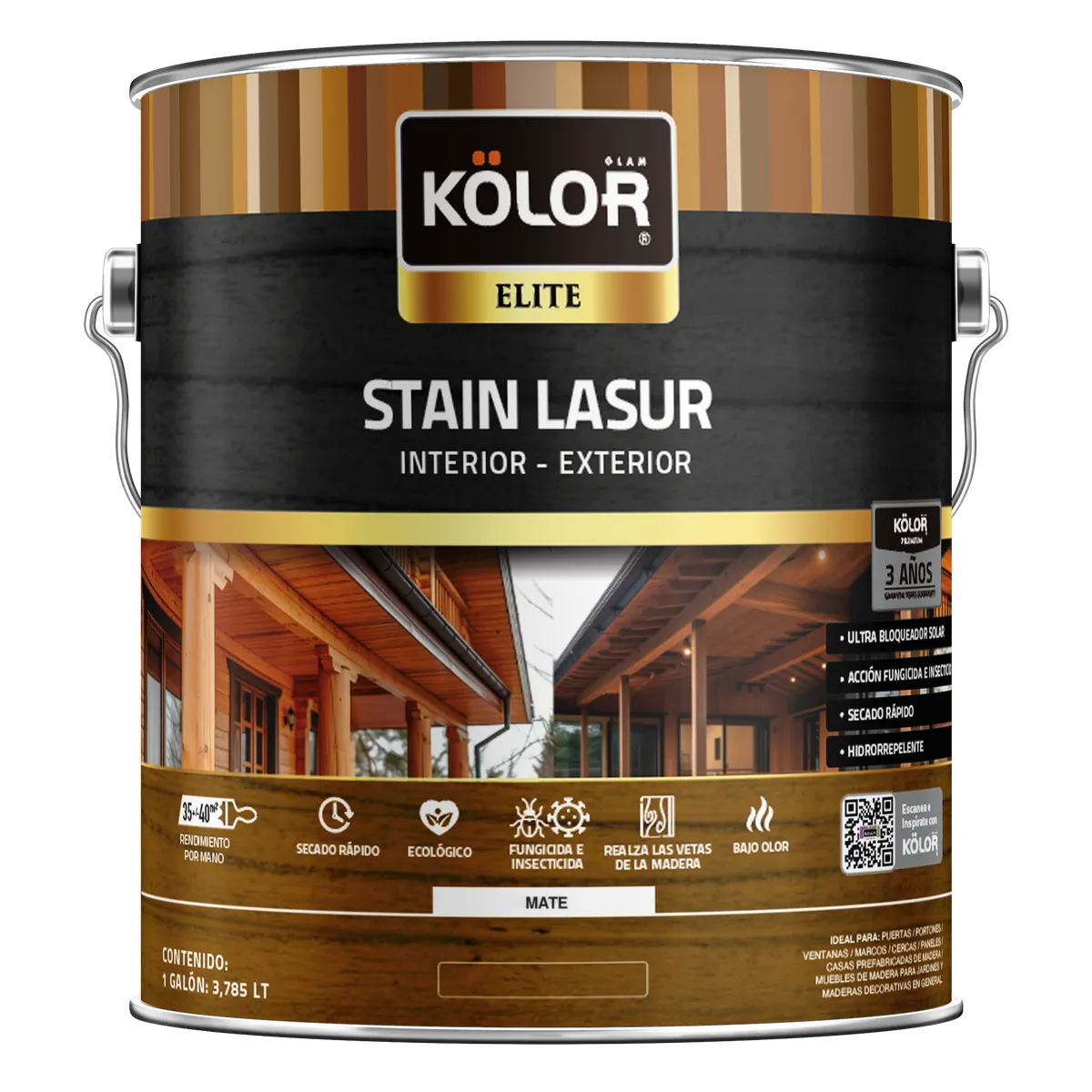 KOLOR - Stain Lasur Mate 1 galón(es) Roble Oscuro