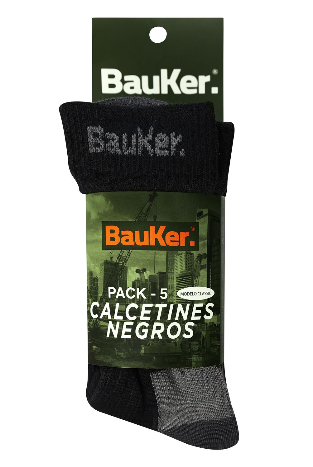 BAUKER - Pack 5 Calcetines negro algodón