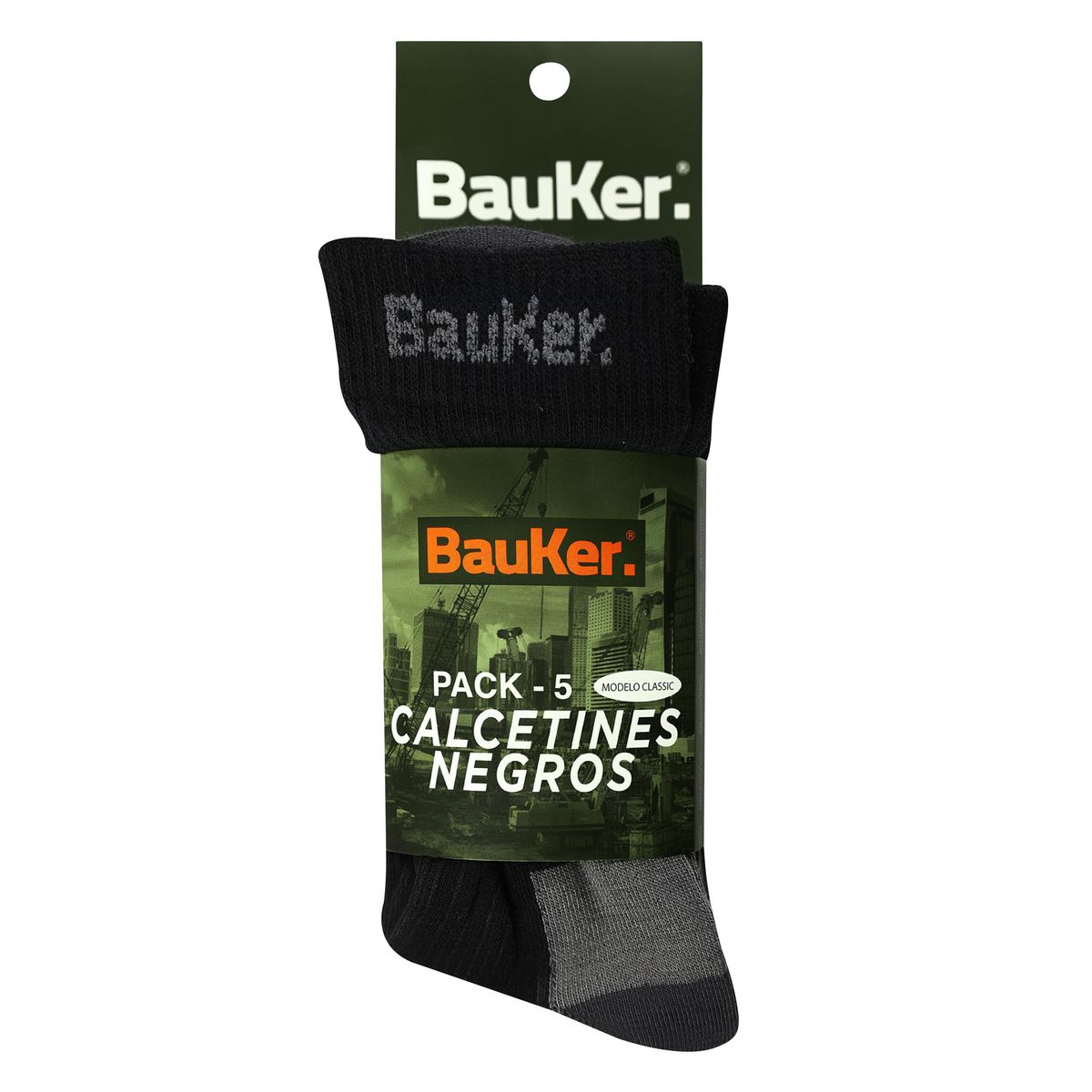 BAUKER - Pack 5 Calcetines negro algodón