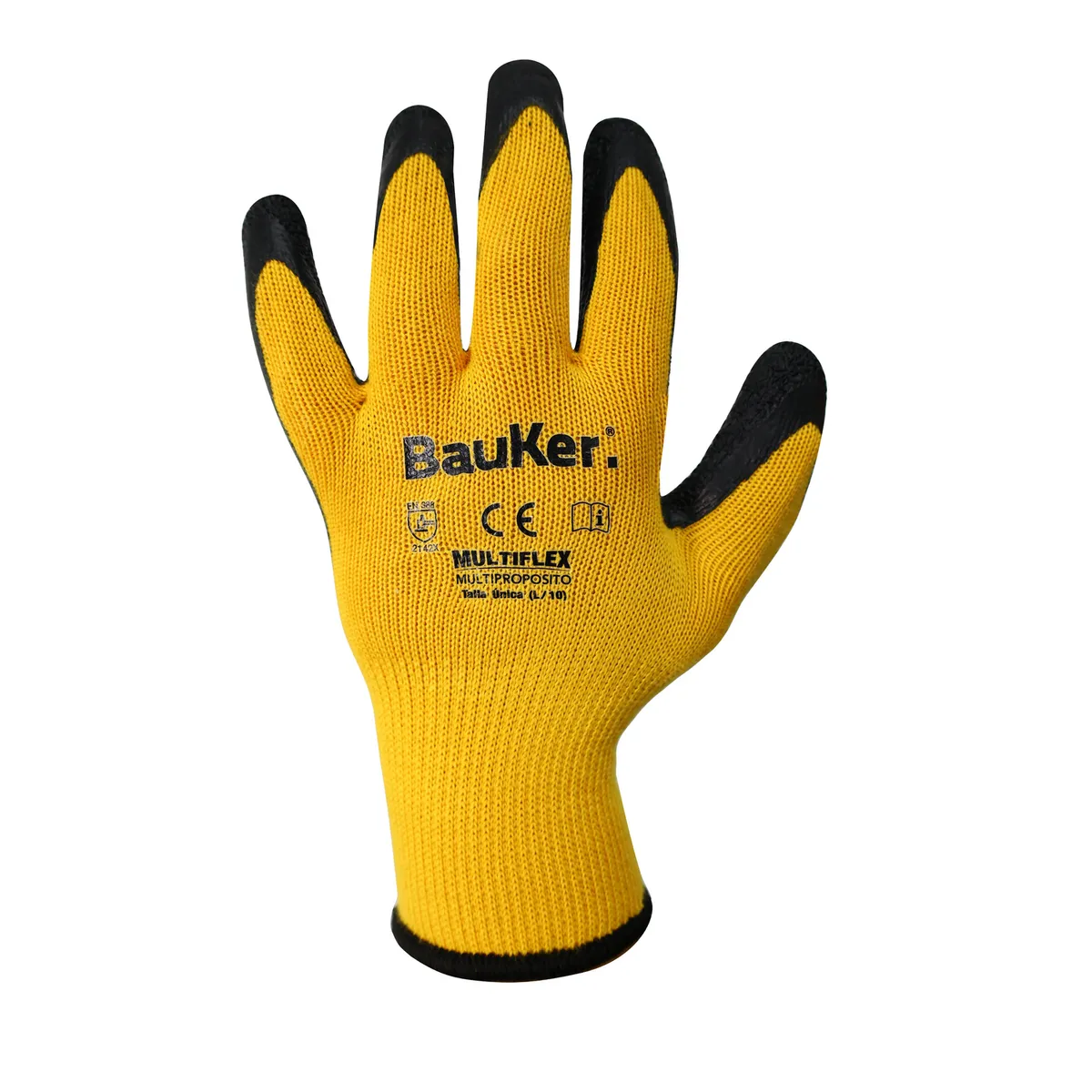 BAUKER - Guante Multipropósito de Fibra Sintética Talla única Amarillo cubierta y negro palma
