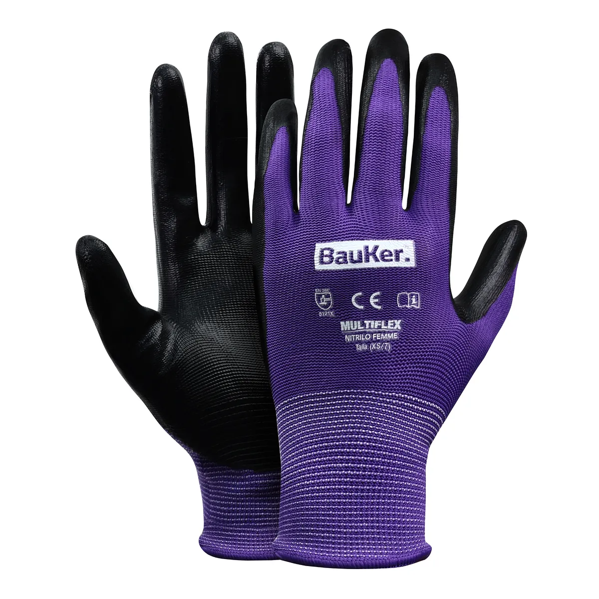 BAUKER - Guante Femme de Nitrilo XS Morado-Negro