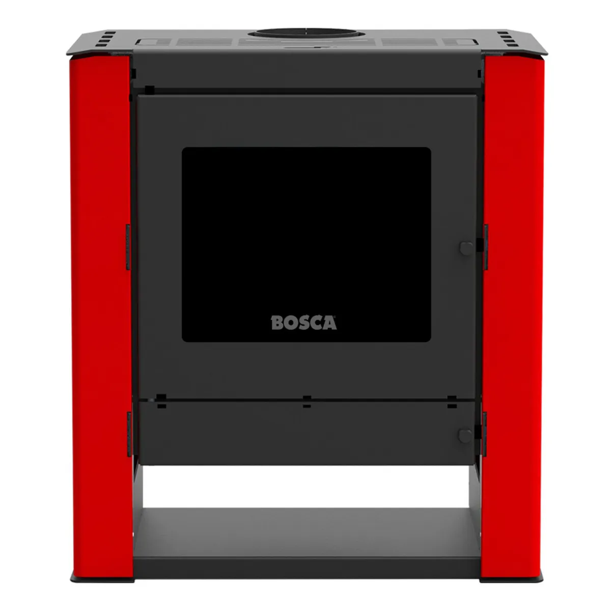 BOSCA - Pack Calefactor Leña Gold 500 Rojo Black Vision + kit de Instalacion Rojo