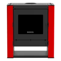 Pack Calefactor Leña Gold 500 Rojo Black Vision + kit de Instalacion Rojo