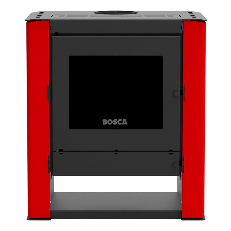 BOSCA - Pack Calefactor Leña Gold 500 Rojo Black Vision + kit de Instalacion Rojo