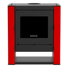 BOSCA - Pack Calefactor Leña Gold 500 Rojo Black Vision + kit de Instalacion Rojo