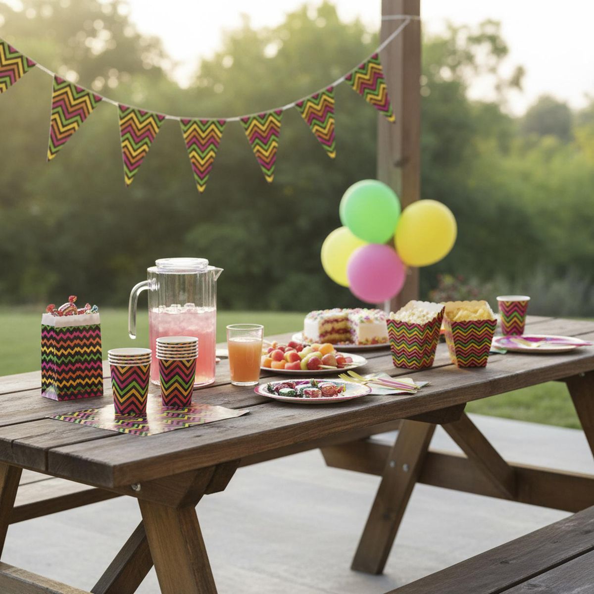 CARNAVAL - Set cumpleaños chevron neon