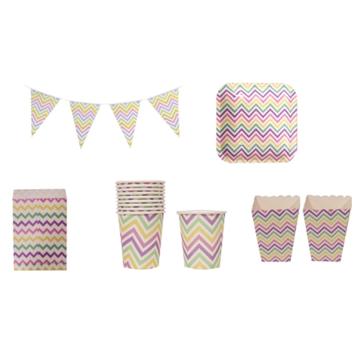 CARNAVAL - Set cumpleaños chevron pastel