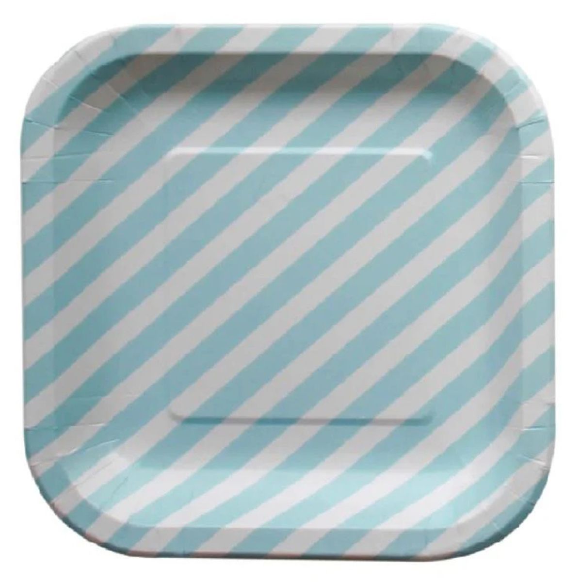 CARNAVAL - Plato rayas 22 cm celeste 10 unidades