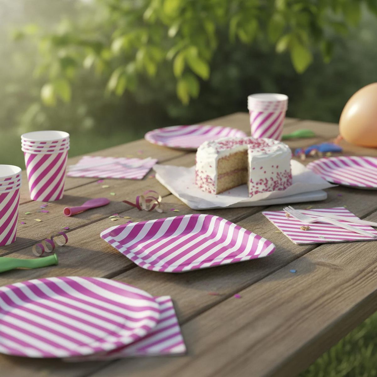CARNAVAL - Plato Rayas 22 Cm Fucsia 10 Unidades