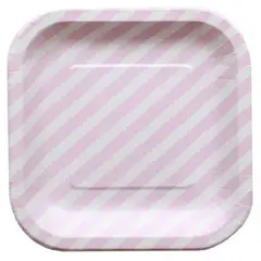 CARNAVAL - Plato rayas 22 cm rosado 10 unidades