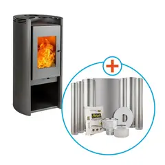AMESTI - Estufa Leña 01-239 Rondo 450 design + Kit instalación 6"
