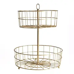 JUST HOME COLLECTION - Cesta Metal Redonda 29x24 cm Dorado