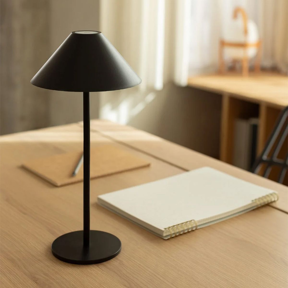 LEDZONE - Lampara Escritorio Touch Negro 14x28 cm