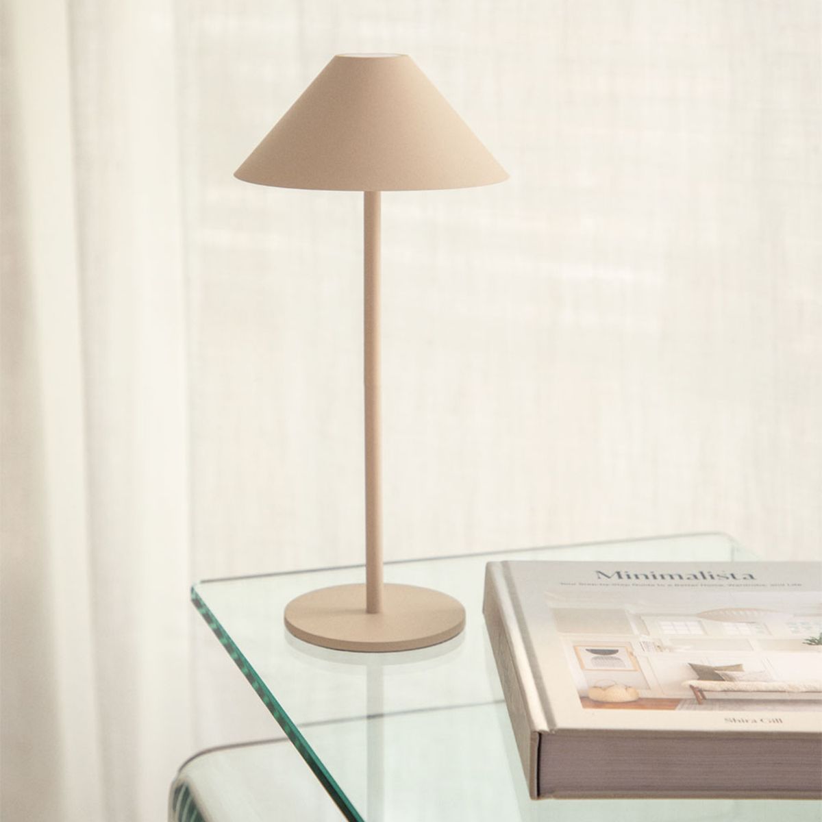 LEDZONE - Lámpara Escritorio Touch Beige 14x28 cm