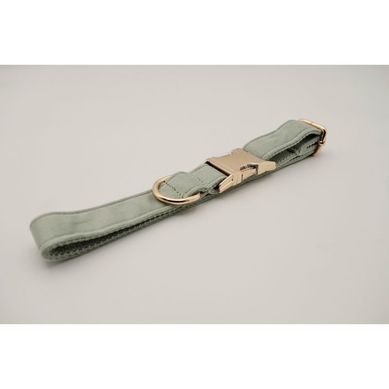 PETIZOOS - Collar tela terciopelo talla L, color gris