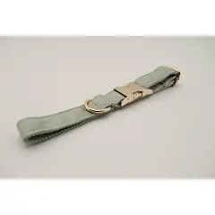 PETIZOOS - Collar tela terciopelo talla L, color gris