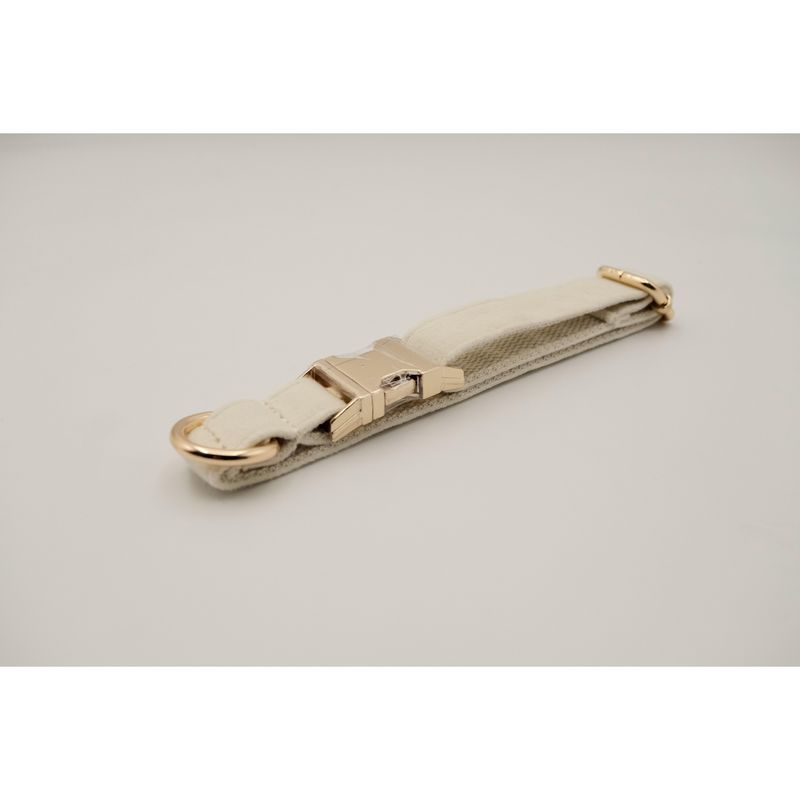 PETIZOOS - Collar tela terciopelo talla L, color beige