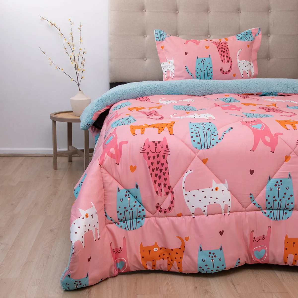 DORAL - Plumón Sherpa Kids Gatito 1.5 plazas Senses Multicolor 